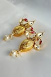 Shop_Osvag India_Gold Plated Crystal Polki Embellished Earrings _at_Aza_Fashions