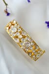 Buy_Osvag India_Gold Plated Crystal Floral Cutwork Bangle _at_Aza_Fashions