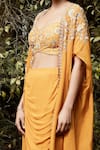 Buy Basanti - Kapde Aur Koffee Orange Georgette Sequins, Cut Work, Floral Embroidered Cape And Dhoti Pant Set Online at Aza Fashions Buy_Basanti - Kapde Aur Koffee_Orange Georgette Sequins, Cut Work, Floral Embroidered Cape And Dhoti Pant Set _Online_at_Aza_Fashions