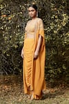 Shop Basanti - Kapde Aur Koffee Orange Georgette Sequins, Cut Work, Floral Embroidered Cape And Dhoti Pant Set Online at Aza Fashions Shop_Basanti - Kapde Aur Koffee_Orange Georgette Sequins, Cut Work, Floral Embroidered Cape And Dhoti Pant Set _Online_at_Aza_Fashions