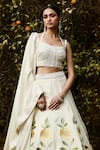 Buy_Basanti - Kapde Aur Koffee_Ivory Tissue Embroidered Sunflower Sweetheart Lehenga Set _Online_at_Aza_Fashions