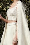 Shop_Basanti - Kapde Aur Koffee_Ivory Tissue Embroidered Sunflower Sweetheart Lehenga Set _Online_at_Aza_Fashions