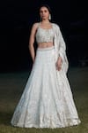 Buy_Basanti - Kapde Aur Koffee_Grey Organza Embroidered Floral Sweetheart Sequin Lehenga Set _at_Aza_Fashions