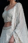 Shop_Basanti - Kapde Aur Koffee_Grey Organza Embroidered Floral Sweetheart Sequin Lehenga Set _Online_at_Aza_Fashions