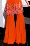 Label Sanya Gulati_Orange Georgette Embroidery Glass Bead Square Neck Top And Bell Bottom Pant Set _Online_at_Aza_Fashions