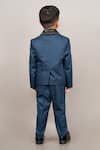 Shop_Little Brats_Blue Cotton Blend Embroidery Cutdana Tuxedo Set _at_Aza_Fashions