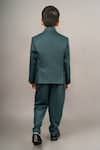Shop_Little Brats_Green Cotton Blend Embroidery Cutdana Placket Tuxedo Set _at_Aza_Fashions
