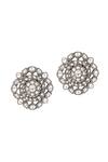 Sangeeta Boochra_Silver Plated Diamonds, Stones Olivia Fern Petal Kundan Studs _Online_at_Aza_Fashions