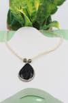 Buy_Sangeeta Boochra_Silver Plated Constance Amirah Onyx Leaf Necklace _at_Aza_Fashions
