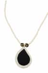Buy_Sangeeta Boochra_Silver Plated Constance Amirah Onyx Leaf Necklace _Online_at_Aza_Fashions