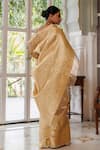 Shop_Geroo Jaipur_Gold Tissue Woven Zari Saree With Unstitched Blouse Piece_at_Aza_Fashions