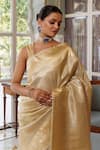 Buy_Geroo Jaipur_Gold Banarasi Silk Woven Zari Bloom Saree With Unstitched Blouse Piece