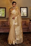 Buy_Geroo Jaipur_Gold Tissue Woven Zari Floral Vine Saree With Unstitched Blouse Piece_Online_at_Aza_Fashions