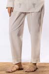 Pants and Pajamas_White Cotton Plain Straight Pant _at_Aza_Fashions