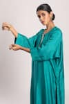 Shop_Tuli_Green Denim Round Neck Ratna Straight Kurta With Pant _Online_at_Aza_Fashions