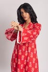 Shop_Avaha_Red Cotton Printed Floral Mandarin Collar Arka Kurta_Online_at_Aza_Fashions