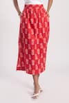 Avaha_Red Cotton Printed Floral Manjari Skirt _Online_at_Aza_Fashions