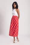 Shop_Avaha_Red Cotton Printed Floral Manjari Skirt _Online_at_Aza_Fashions