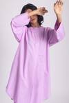 Shop_Avaha_Purple Cambric Poplin Solid Mandarin Yati Pathani Kurta With Salwar _Online_at_Aza_Fashions