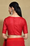 Shop_Nazaakat by Samara Singh_Red Linen Cotton Solid Leaf Neck Blouse_at_Aza_Fashions