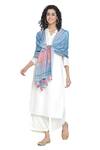 Shop_SHINGORA_Blue Abstract Motifs Pattern Silk Stole _at_Aza_Fashions