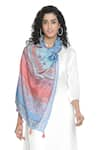 SHINGORA_Blue Abstract Motifs Pattern Silk Stole _Online_at_Aza_Fashions