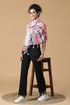 Buy_SHINGORA_Fuchsia Floral And Striped Pattern Silk Stole_at_Aza_Fashions