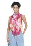 SHINGORA_Fuchsia Floral Ombre Print Silk Stole _Online_at_Aza_Fashions