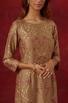 Shop_Ikshita Choudhary_Beige Chanderi Silk Hand Embroidered Sequin Round Kurta Set _Online_at_Aza_Fashions