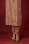 Shop_Ikshita Choudhary_Pink Chanderi Silk, Tissue Embroidery, Sequins Scoop Neck Hand Kurta Set _Online_at_Aza_Fashions
