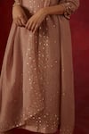 Ikshita Choudhary_Pink Chanderi Silk, Tissue Embroidery, Sequins Scoop Neck Hand Kurta Set _at_Aza_Fashions