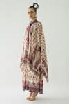 Buy_Rajdeep Ranawat_Beige Silk Print Baroque Fleur Mandarin Collar Dakota Kaftan  _Online_at_Aza_Fashions