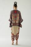 Shop_Rajdeep Ranawat_Beige Silk Print Mixed Bloom Mandarin Collar Ramona Poncho Top  _at_Aza_Fashions
