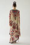 Shop_Rajdeep Ranawat_Beige Silk Print Gardenia Fleur Boat Kamini Long Top With Skirt  _at_Aza_Fashions