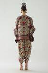 Shop_Rajdeep Ranawat_Beige Silk Print Mixed Bloom Mandarin Ramona Retro Blossom Poncho Top  _at_Aza_Fashions