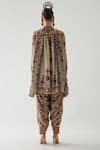 Shop_Rajdeep Ranawat_Beige Silk Print French Florid Band Collar Neck Nilofer Tunic  _at_Aza_Fashions