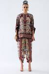 Rajdeep Ranawat_Beige Modal Satin Printed Floral Vine Sonth Dhoti Pant  _Online_at_Aza_Fashions