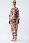 Shop_Rajdeep Ranawat_Beige Modal Satin Printed Floral Vine Sonth Dhoti Pant  _Online_at_Aza_Fashions