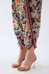 Rajdeep Ranawat_Beige Modal Satin Printed Floral Vine Sonth Dhoti Pant  _at_Aza_Fashions