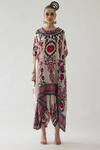 Rajdeep Ranawat_Maroon Modal Satin Printed Bloom Sonth Border Dhoti Pant  _Online_at_Aza_Fashions