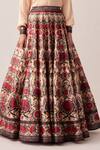 Rajdeep Ranawat_Maroon Silk Dupion Printed Floral Batman Leela Skirt And Shirt Set  _Online_at_Aza_Fashions