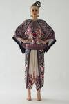 Buy_Rajdeep Ranawat_Pink Silk Printed Floral Keyhole Ramona Poncho  _at_Aza_Fashions