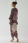 Shop_Rajdeep Ranawat_Pink Silk Printed Floral Keyhole Ramona Poncho  _at_Aza_Fashions