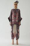 Rajdeep Ranawat_Pink Silk Printed Floral Keyhole Ramona Poncho  _Online_at_Aza_Fashions