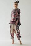 Buy_Rajdeep Ranawat_Pink Silk Printed Floral Keyhole Ramona Poncho  _Online_at_Aza_Fashions