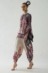 Shop_Rajdeep Ranawat_Pink Silk Printed Floral Keyhole Ramona Poncho  _Online_at_Aza_Fashions
