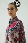 Rajdeep Ranawat_Pink Silk Embroidery Collared Kamara Floral Print Shirt Tunic _at_Aza_Fashions