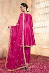 Preeti S Kapoor x AZA_Fuchsia Anarkali And Salwar Dupion Embroidered Gota Round Short Set _Online_at_Aza_Fashions