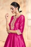 Shop_Preeti S Kapoor x AZA_Fuchsia Anarkali And Salwar Dupion Embroidered Gota Round Short Set 