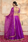 Preeti S Kapoor x AZA_Purple Blouse And Lehenga Dupion Embroidered Gota Square Set _Online_at_Aza_Fashions